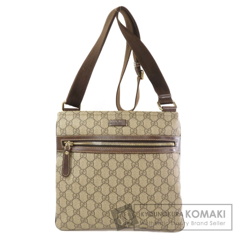 Gucci GG Plus Canvas Messenger Crossbody Bag Brown